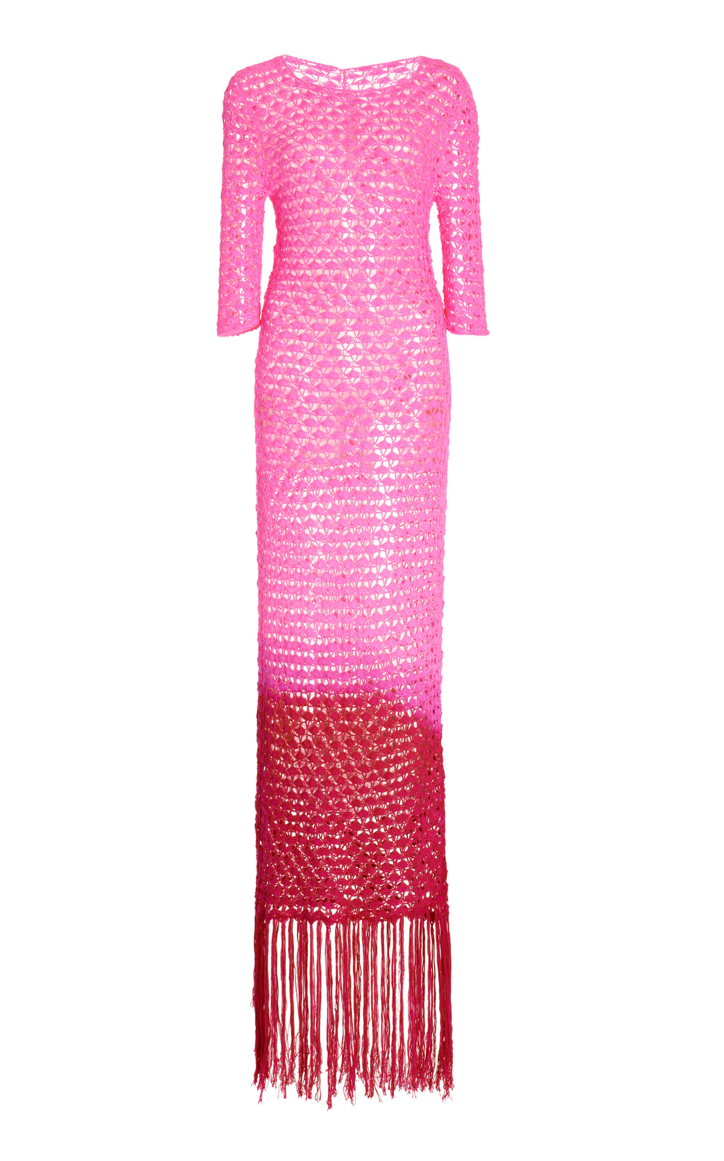 Alejandra Alonso Rojas Fringed Crochet-Silk Maxi Dress  Clutch