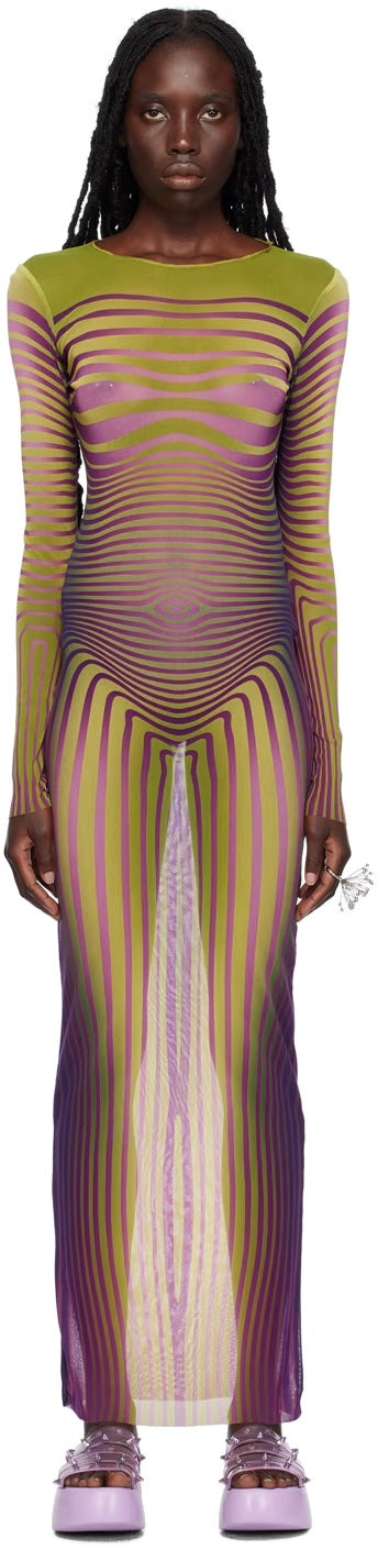 JEAN PAUL GAULTIER Green 'The Body Morphing' Maxi Dress – Clutch
