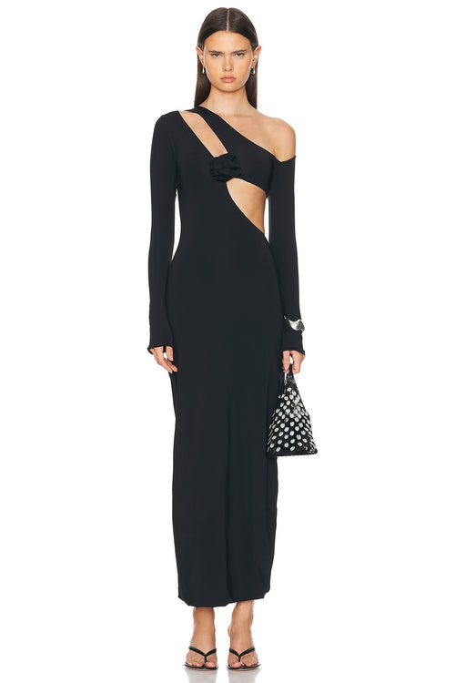 blue dress for baby girl Ariana Asymmetric Midi Dress Velvet Coco – Canella Lane main image 1