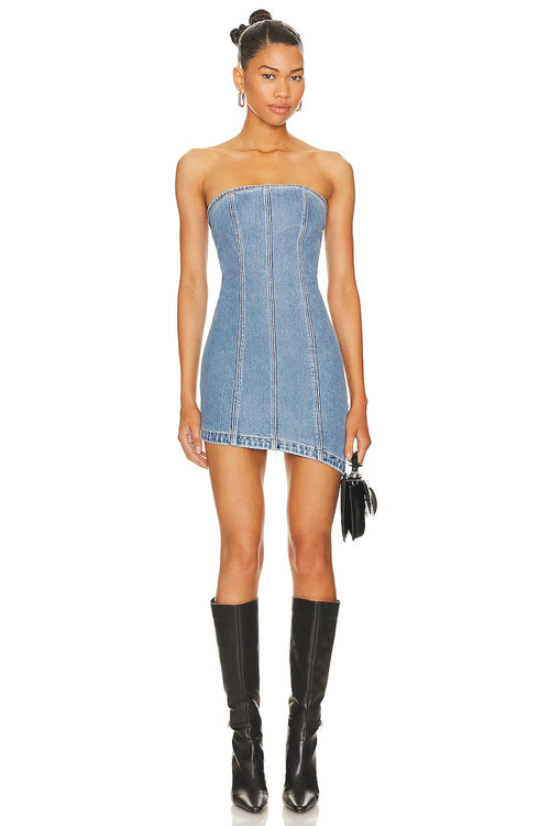 ariana madix denim dress Good American Denim Tube Minidress  Clutch