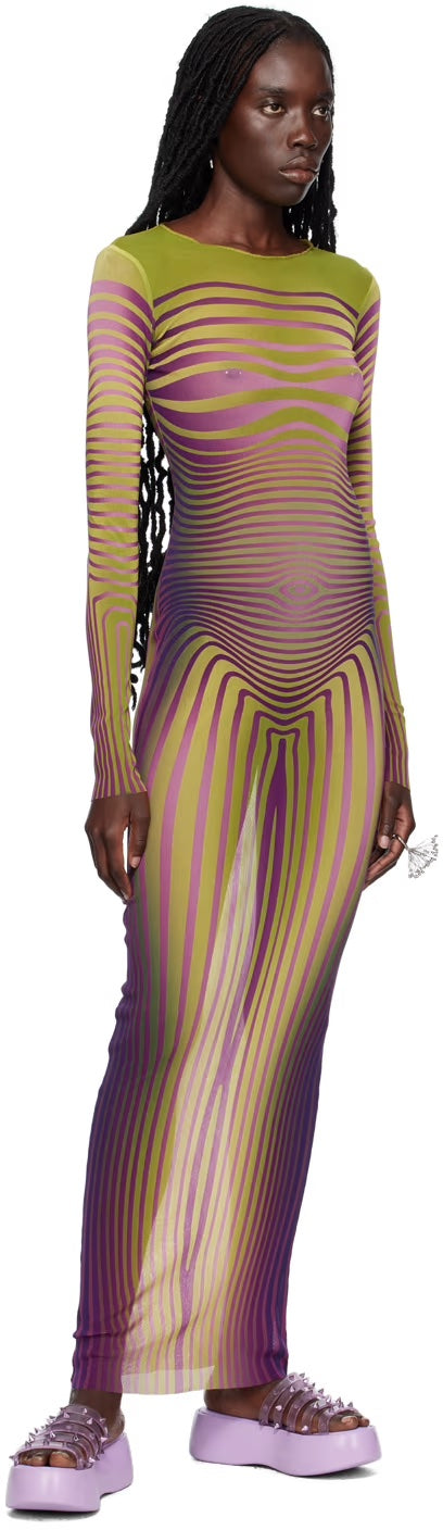 JEAN PAUL GAULTIER Green 'The Body Morphing' Maxi Dress – Clutch